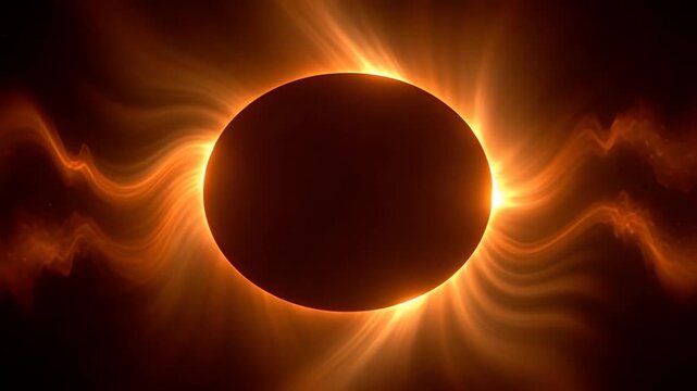 Solar Eclipse with Bright Orange Glow and Dark Background in Space