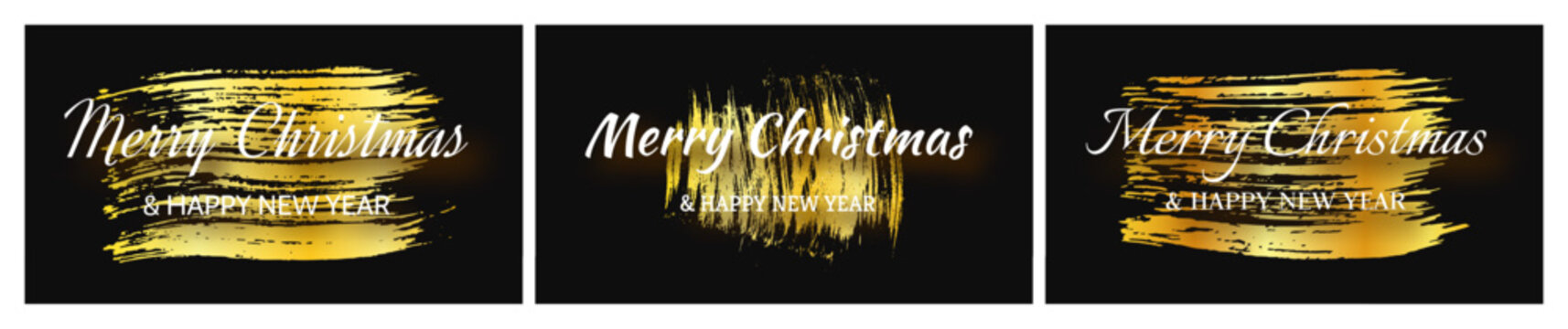 Merry Christmas and Happy New Year incription on gold smear