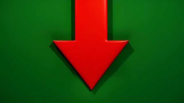 Red downward arrow on green background, symbolizing decrease or decline