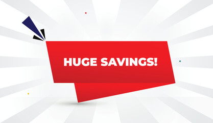 Huge Savings Editable Eps Format Web Banner Vector Art Illustration Template Design Red Gradient Shapes Bold Font White Gray Gradient Abstract Illustration Sun Shine Business Background 4k Vector Temp