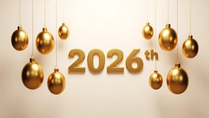 Golden 2026 new year s celebration with shiny ornaments