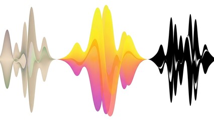 Vibrant sound wave patterns in grey rainbow and black