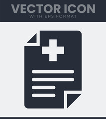 Fototapeta premium Medical document icon, prominent cross symbol, indicating text content, representing health records or patient information, vector illustration