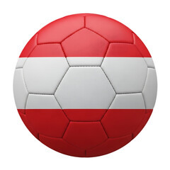 Fototapeta premium Soccer ball with the Austrian flag. 3D rendering of a classic soccer ball adorned with the national colors, symbolizing the world soccer tournament.
