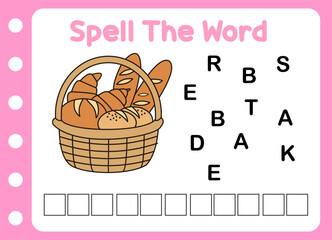 spell the word of bread basket  . beautiful bread basket