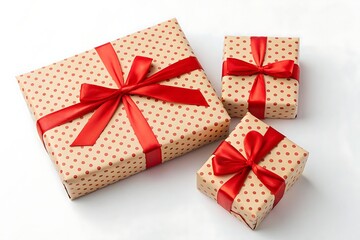 Obraz premium Set of gift boxes with ribbon isolated on white