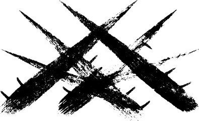 Black and white stencil art of intersecting scratch marks for urban design