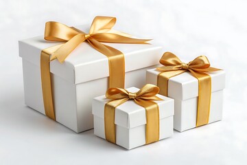 Obraz premium Set of gift boxes with ribbon isolated on white