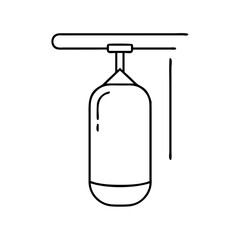 Minimalist black and white line art icon of a punching bag hanging for boxing practice