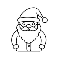 A simple line art illustration of santa claus icon for coloring pages or christmas design