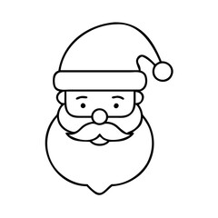 Simple black and white line art icon of santa claus face and beard