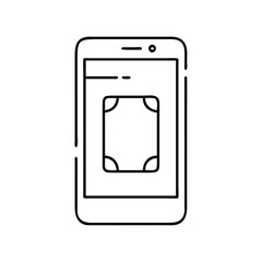 Line art icon of a smartphone scanning a document with a capture frame on screen