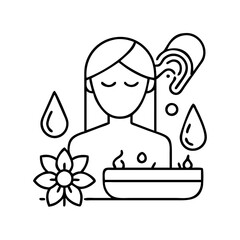 A serene spa treatment illustration depicting relaxation and wellness therapy