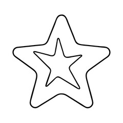 Simple black and white outline drawing of two nested stars on a white background