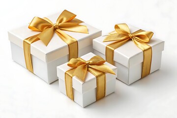 Obraz premium Set of gift boxes with ribbon isolated on white