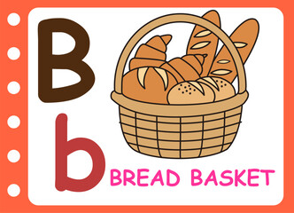 letter b for bread basket . cute basket bread for kids