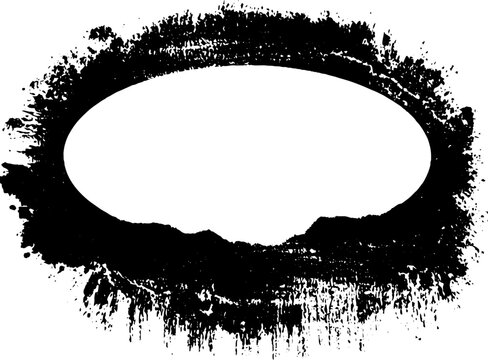 Black and white stencil art of slashed oval flourish for design and decoration