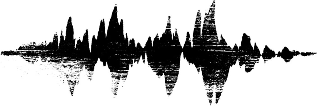 Black and white zigzag stencil illustration of staccato sound waves for urban art design