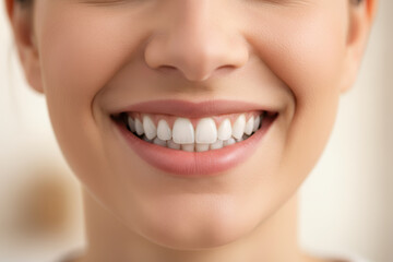 Close up of a womans beautiful smile with white teeth
