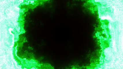 Intense green radioactive-style energy forming a bright glowing portal around a dark center