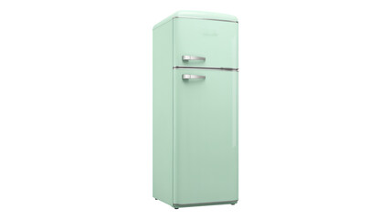 Mint Green Vintage Refrigerator on White Background