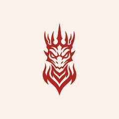 Red Dragon Head Logo with Crown and Flames.