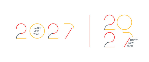 Happy New Year 2026, with slim and elegant colorful numbers. Design template featuring a 2026 typographic trend logo for celebrations and seasonal decorations.