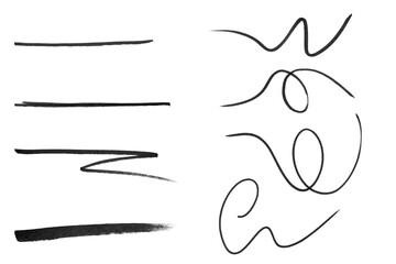 Charcoal hand draw lines collection. Chalk grunge lines set. Brush strokes, artistic grunge lines