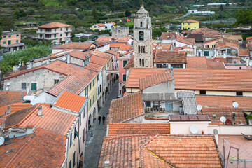 Aerial view of Zuccarello, one of the most beautiful villages of Italy located in Liguria region