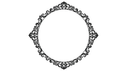 Fototapeta premium An ornate black filigree oval frame isolated on a clean white background decorative design