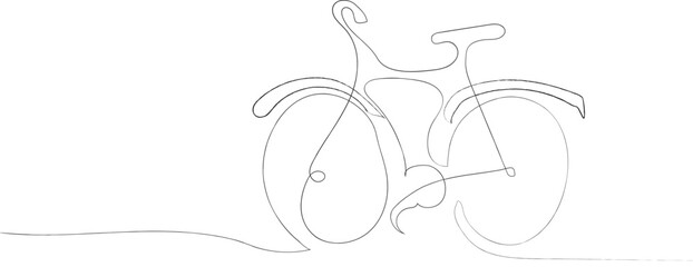 Continuous line drawing bicycle side view. Fitness healthcare protection program
