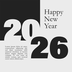 2026 Happy New Year design vector. trendy unique new year 2026 logo. New Year 2026 poster design. logo for business, education, economy world. logo for calendar. Happy new year wish.