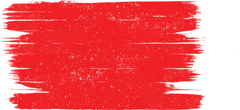 Red Brush Stroke, Speckled Texture . Distress Grunge background . Scratch, Grain, Noise, paint brush . Red roller paint with light noise texture.Printing relief background .Transparent vector. 