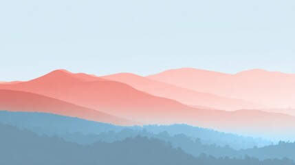 Obraz premium Desert Sunrise Over Mountains With Minimalist Style and Faint Patriotic Gradient Creating a Blank Center for Focus