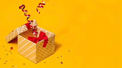 Festive Gift Box on Bright Background