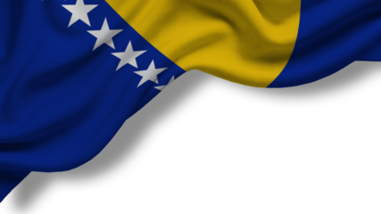 Bosnian flag waving on a clear background capturing national symbols and colors