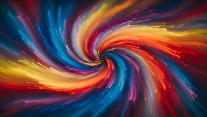 Obraz premium Colorful abstract vortex of swirling powder explosion on a black background