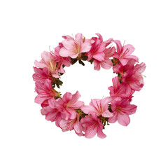 azalea flowers wreath isolated White or transparent background 