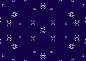 Elegant Beige and Navy Blue Snowflake Seamless Pattern