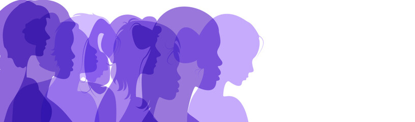 Silhouettes of women of different nationalities and ages together. Concepts: women's rights, women's health, beauty, breast cancer, the fight against domestic violence, etc.