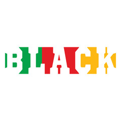 BLACK Pan-African Vector Typography with Green Red and Yellow Tribal Pattern for Black History Month