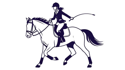 Fototapeta premium Elegant equestrian silhouette depicts a rider on horseback showcasing classic horsemanship and graceful movement
