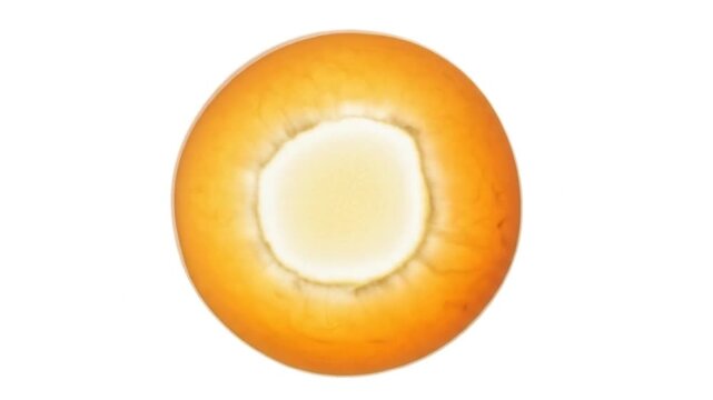 Top-Down View of a Sweet Cheese Bun on White Background.