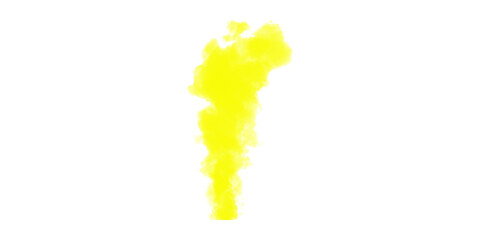 Vibrant yellow smoke plume dynamically rising isolated on a solid black background Abstract fluid vapor effect energetic
