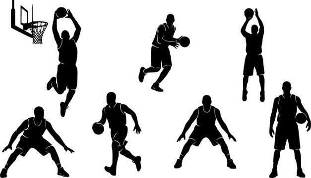 Basketball player silhouette, Basketball silhouettes, Basketball player, Basketball bundle, Player, Player silhouettes