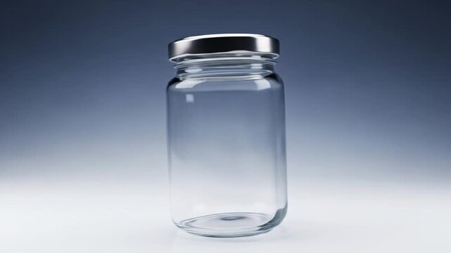 Empty Glass Vial with Silver Cap on a Gradient Background.