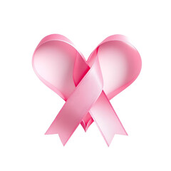 Decorative ribbon heart printed white background, isolated on transparent background