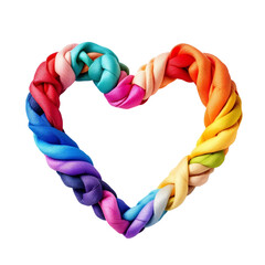 Decorative ribbon heart printed white background, isolated on transparent background