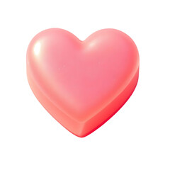 Heart shaped soap pastel pink, isolated on transparent background