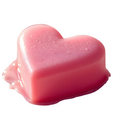 Heart shaped soap pastel pink, isolated on transparent background